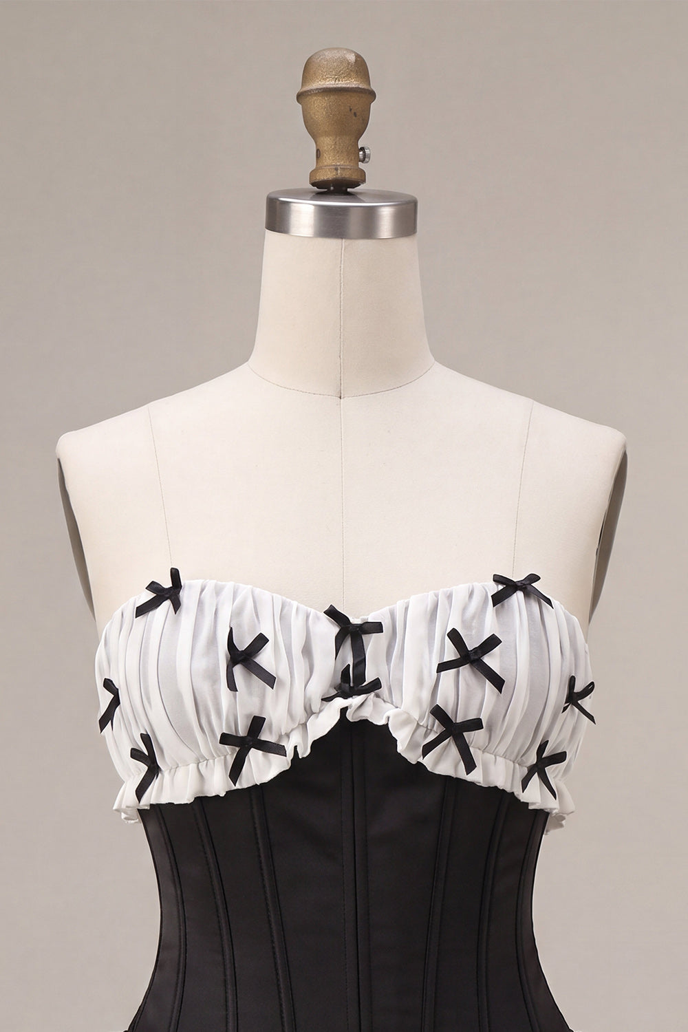 Black Strapless Ruffled A Line Short Corset Homecoming Dress with Bow