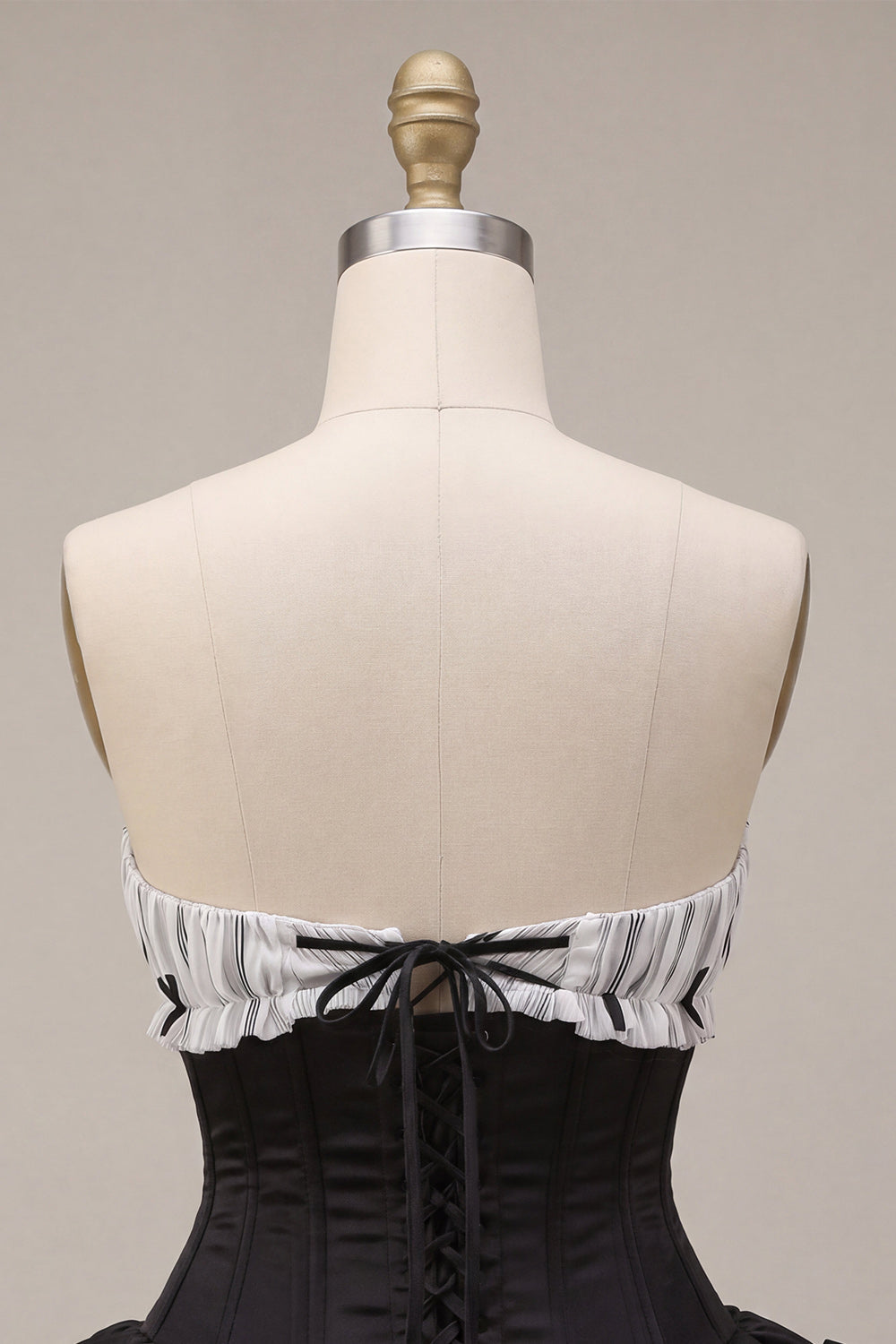 Black Strapless Ruffled A Line Short Corset Homecoming Dress with Bow
