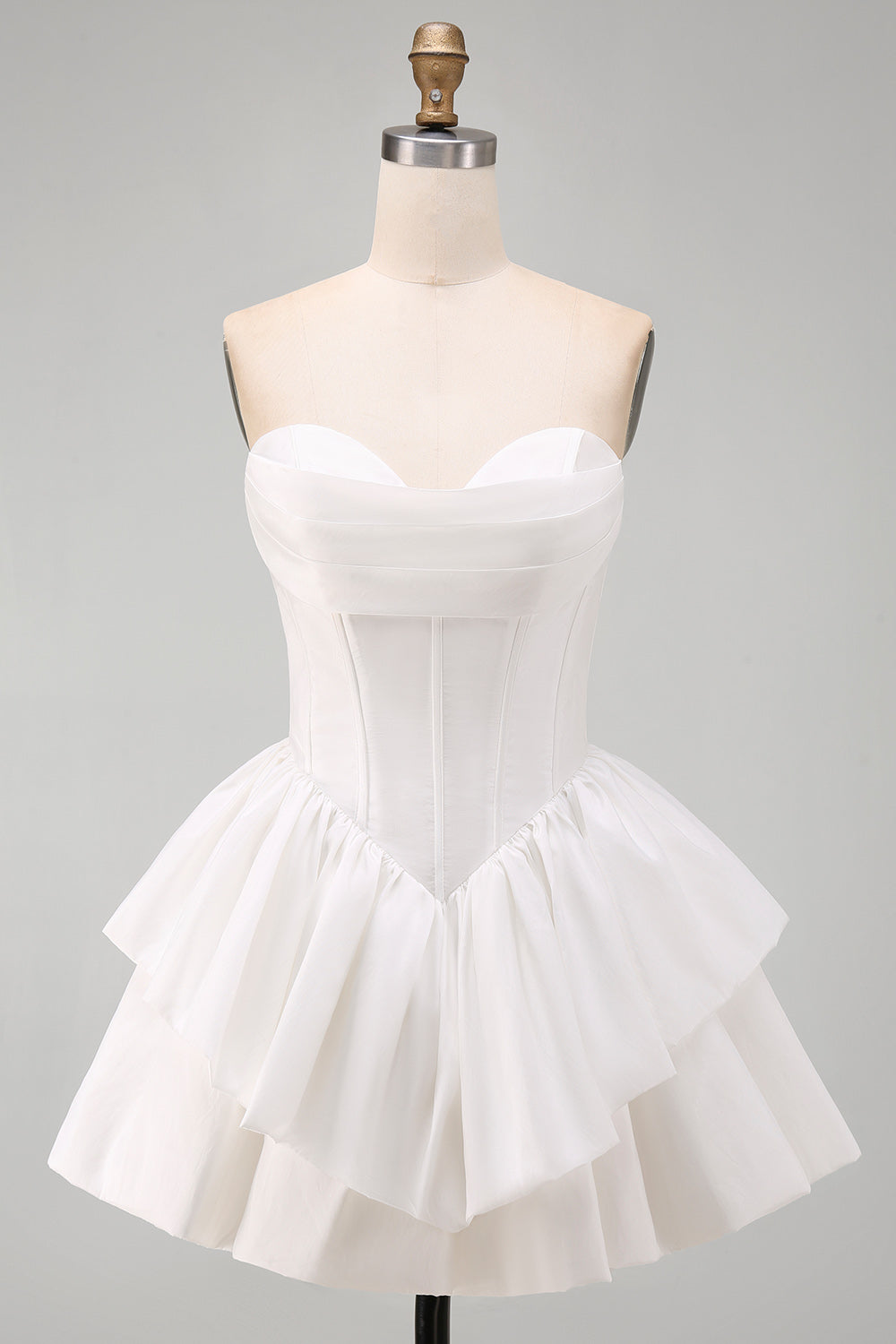 White Sweetheart A Line Tiered Short Corset Birthday Dress