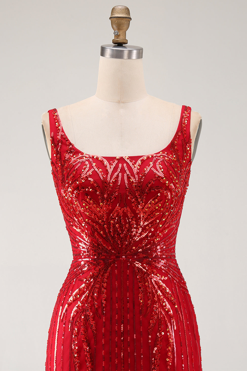 Burgundy Square Neck Sequins Sparkly Tight Short Birthday Dress