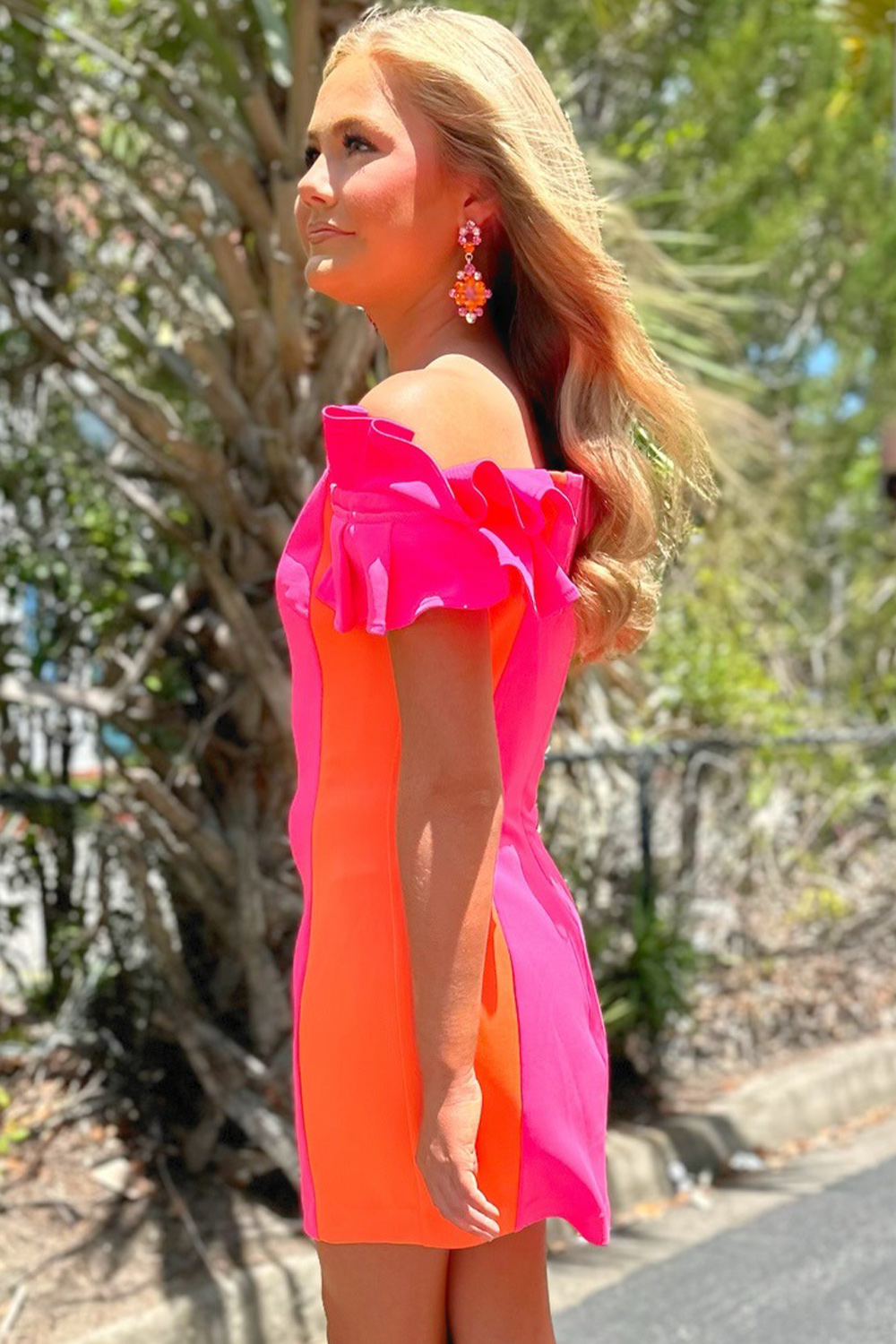 Fuchsia Off the Shoulder Bodycon Short Homecoming Dress