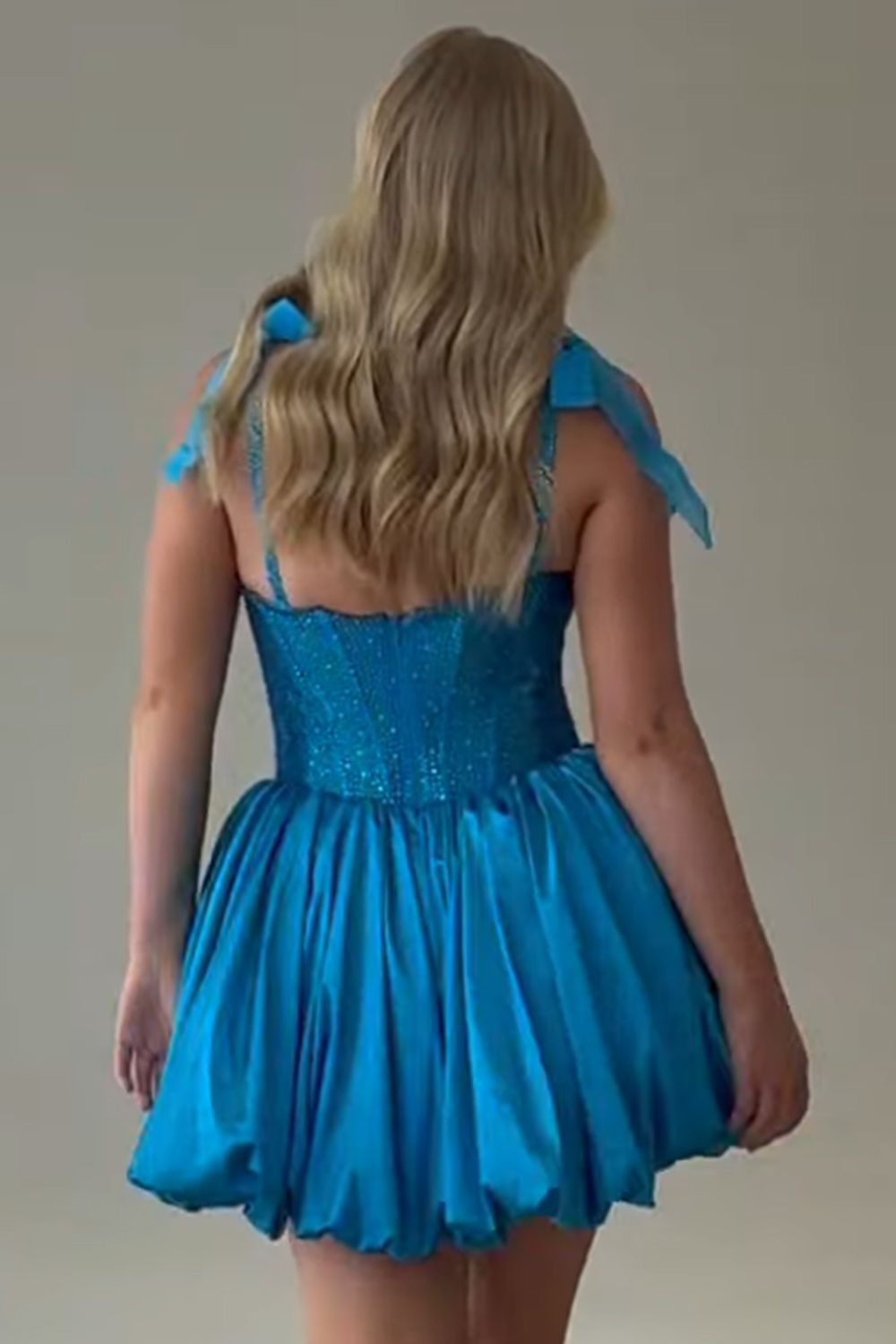 Blue Corset Sparkly Sequin A Line Short Homecoming Dress