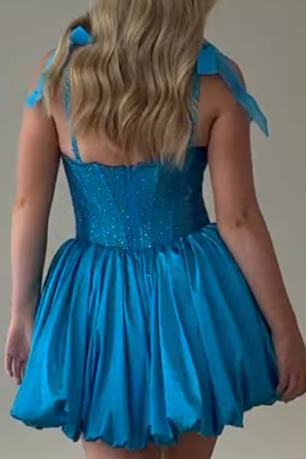 Blue Corset Sparkly Sequin A Line Short Homecoming Dress