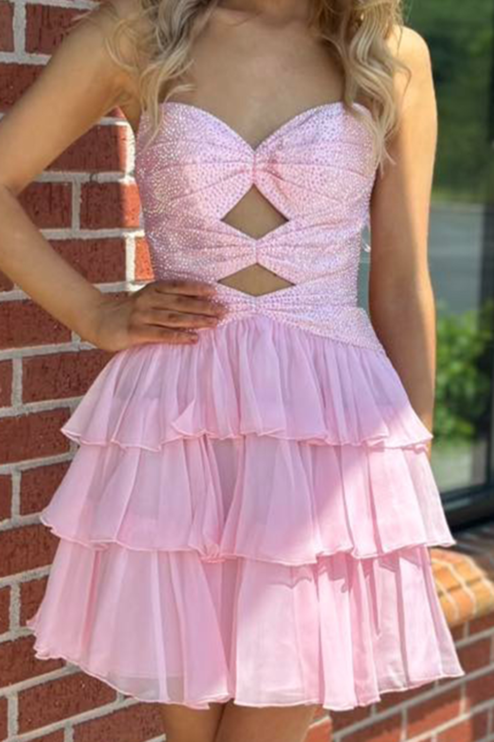 Navy Sparkly Sequins Ruffled A Line Short Homecoming Dress