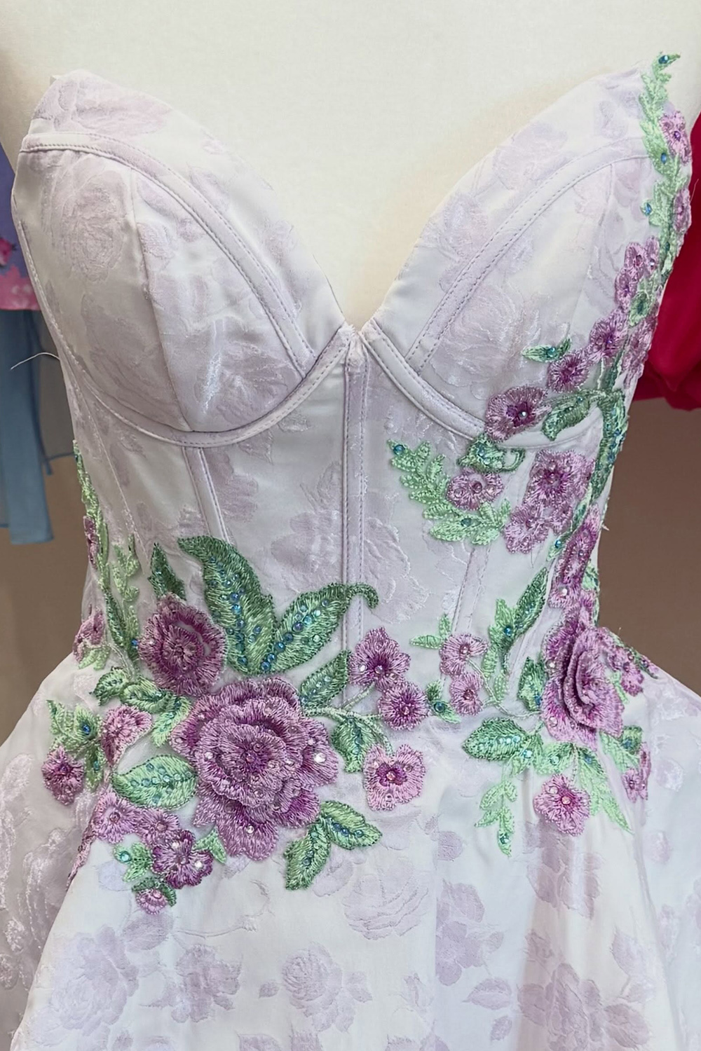 Light Pink Corset Floral A Line Short Homecoming Dress