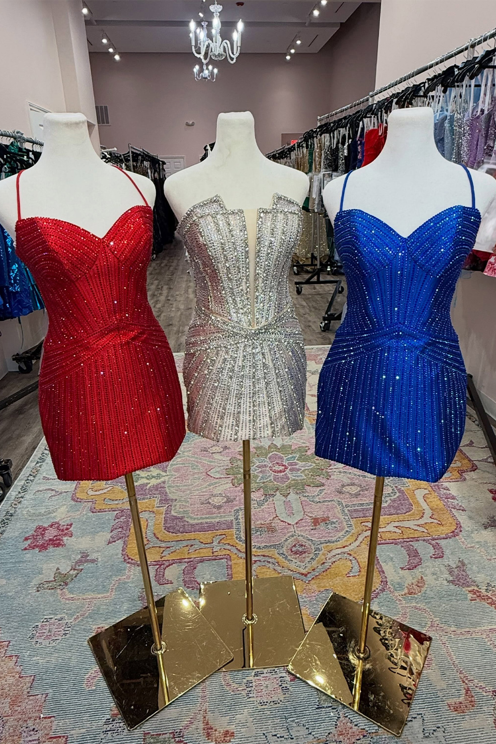 Royal Blue Sparkly Bodycon Beaded Short Homecoming Dress