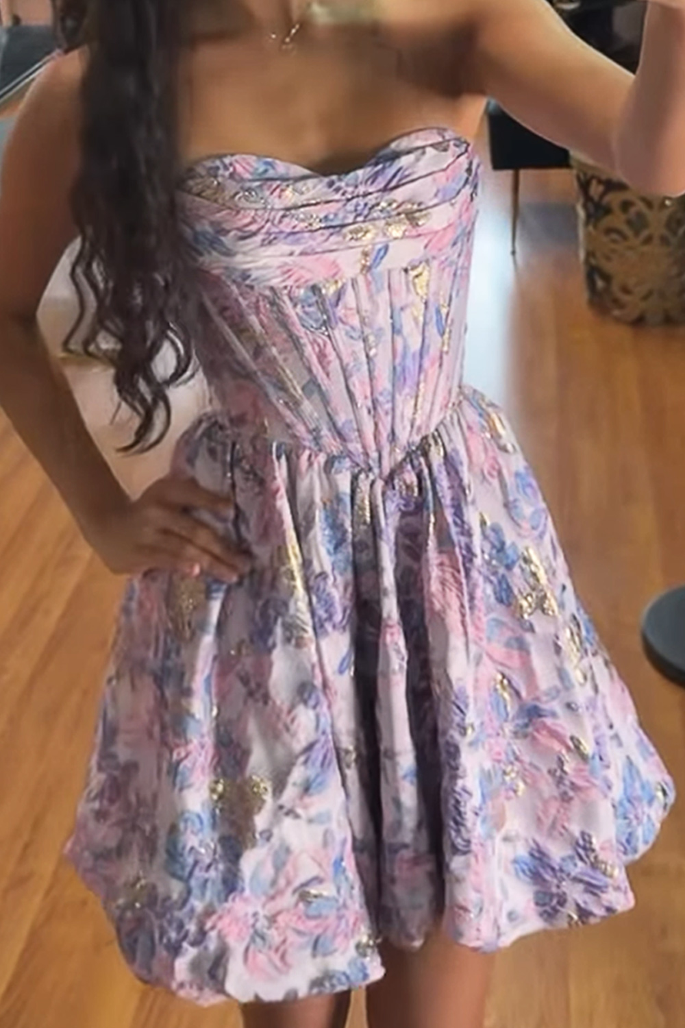 Purple Flower Corset Sweetheart Short Homecoming Dress