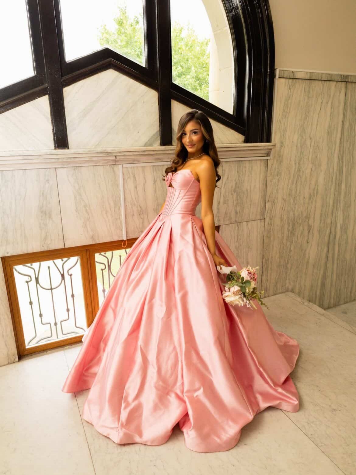 Blush Corset Sweetheart Ball Gown Long Quinceanera Dress with 3D Flower