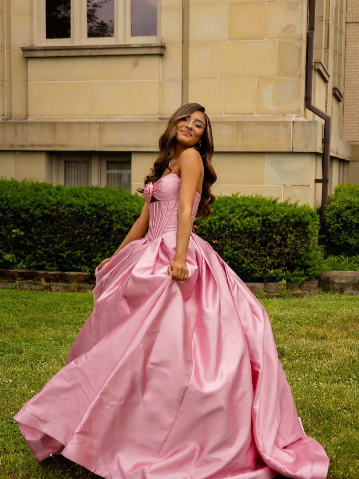 Blush Corset Sweetheart Ball Gown Long Quinceanera Dress with 3D Flower