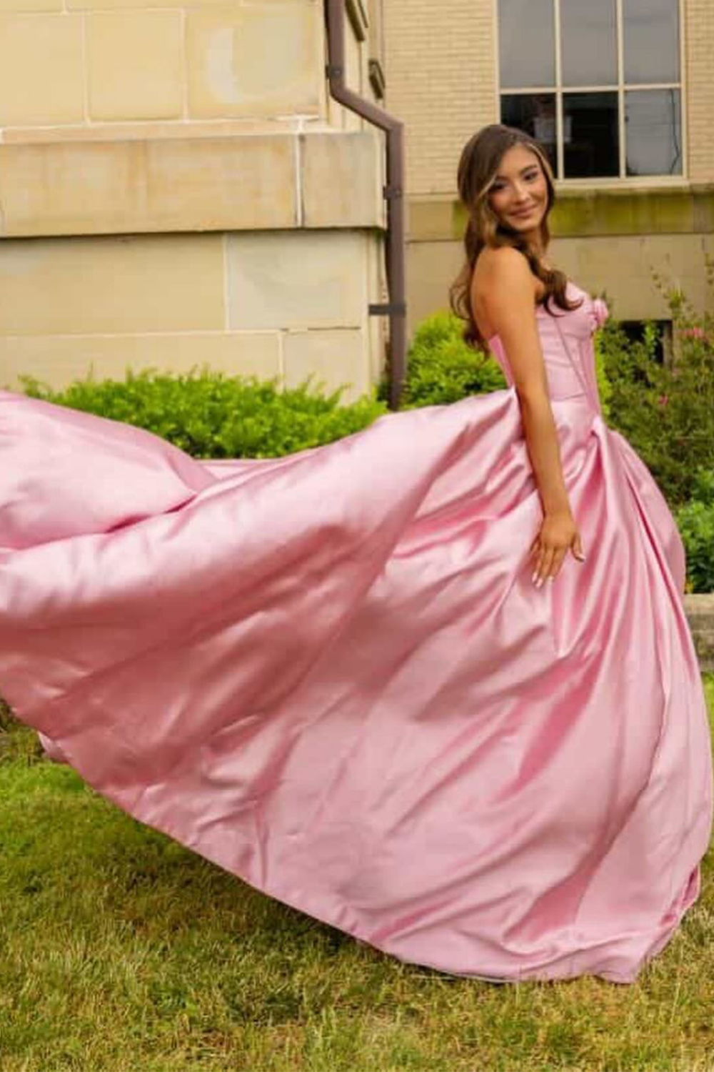 Blush Corset Sweetheart Ball Gown Long Quinceanera Dress with 3D Flower