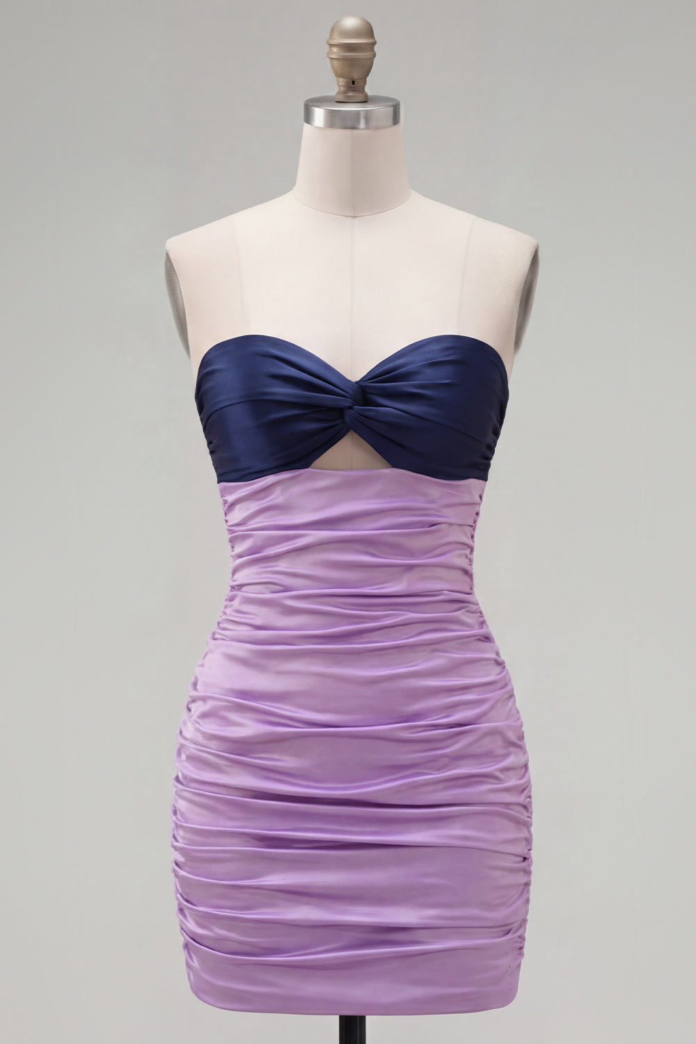 Pink Fuchsia Color Block Keyhole Short Tight Homecoming Dress