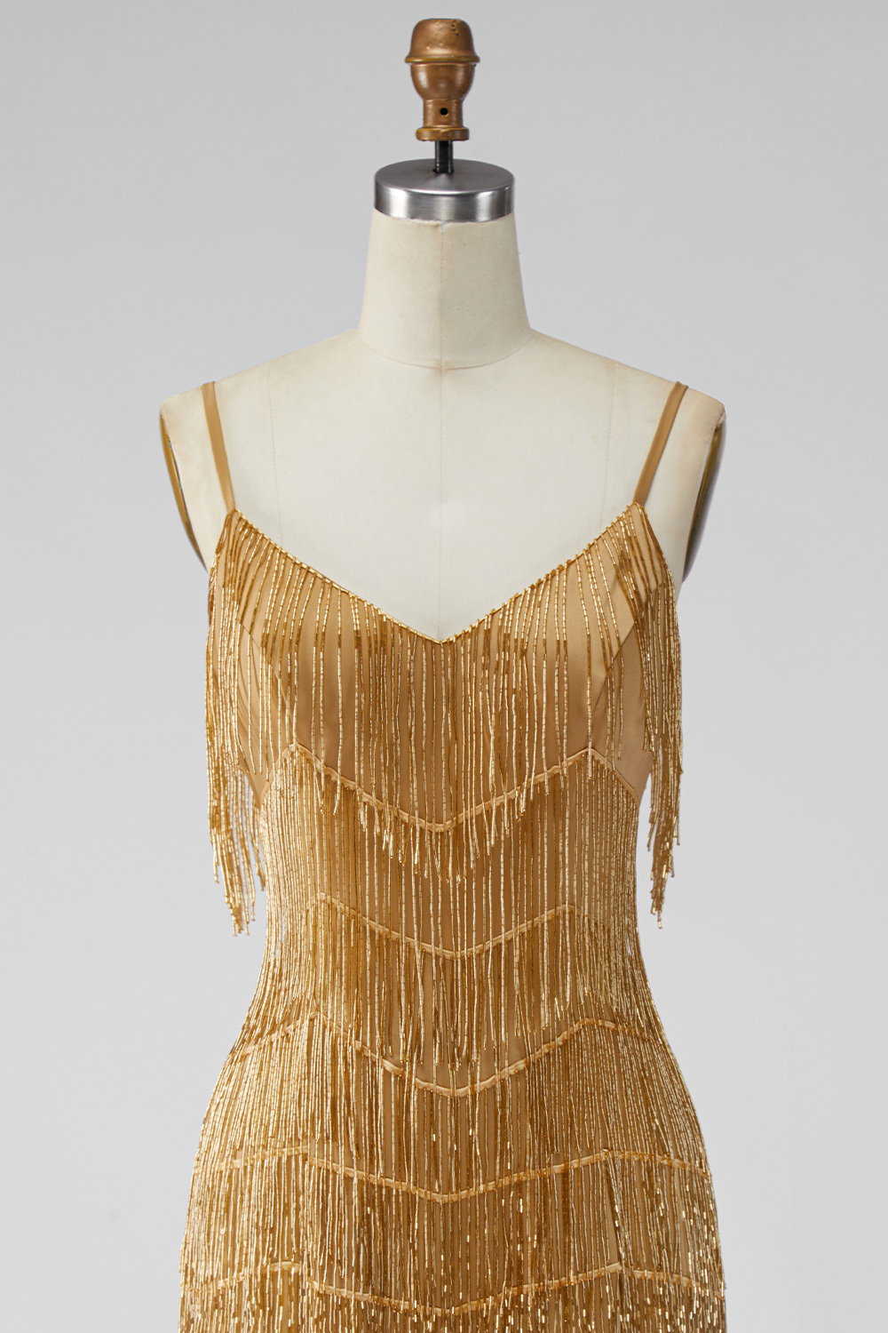 Golden Sparkly Tight Short Homecoming Dress with Fringes