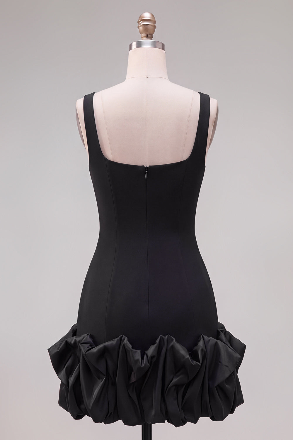 Black Square Neck Ruffled Short Tight Birthday Dress