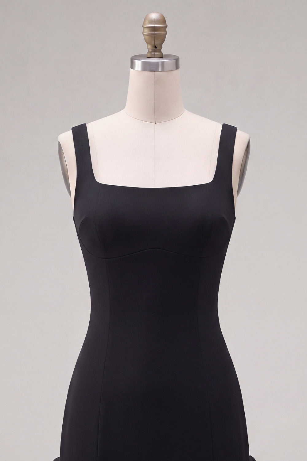 Black Square Neck Ruffled Short Tight Birthday Dress