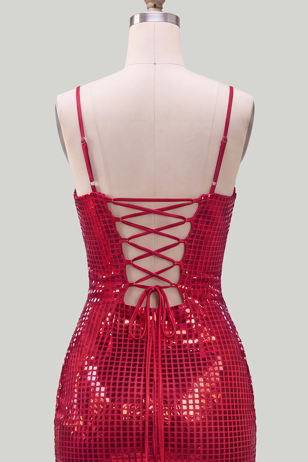 Sparkly Silver Tight Spaghetti Straps Sequins Short Birthday Dress