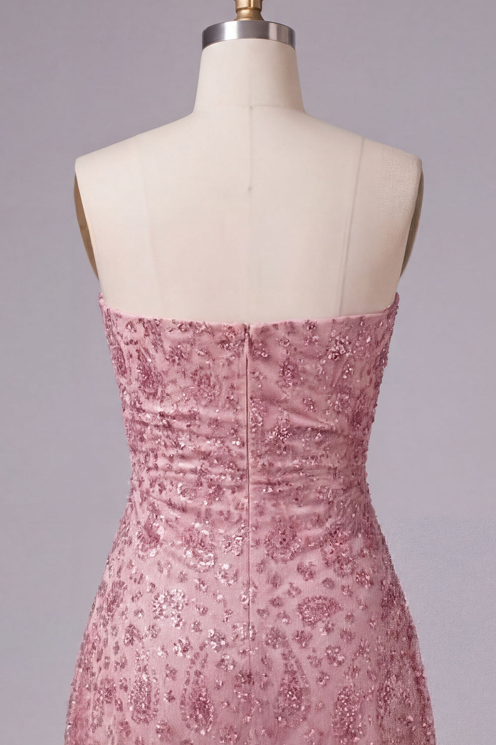 Dusty Rose Beaded Strapless Ruched Short Birthday Dress