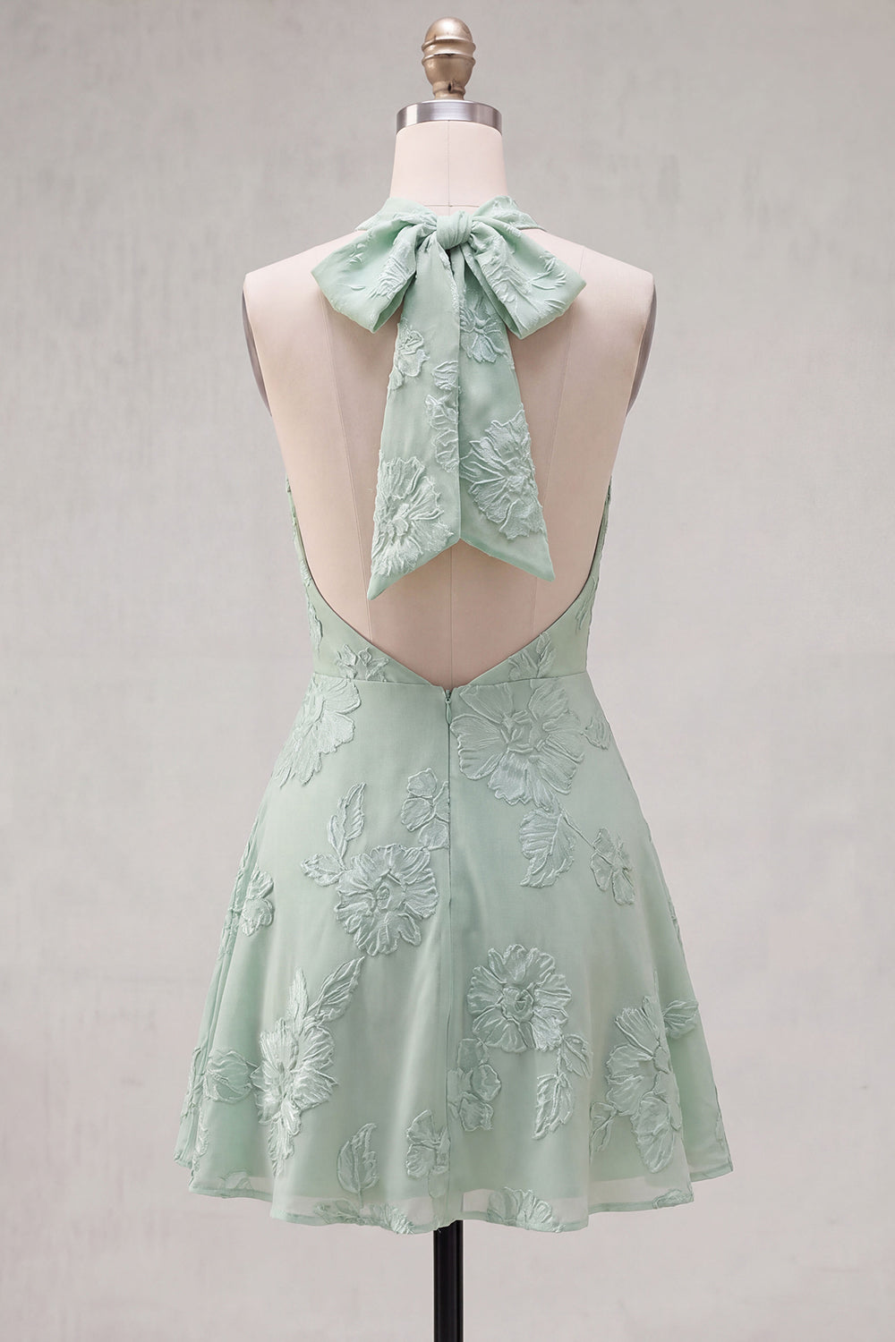 Yellow A-Line Halter Floral Short Birthday Dress with Bow