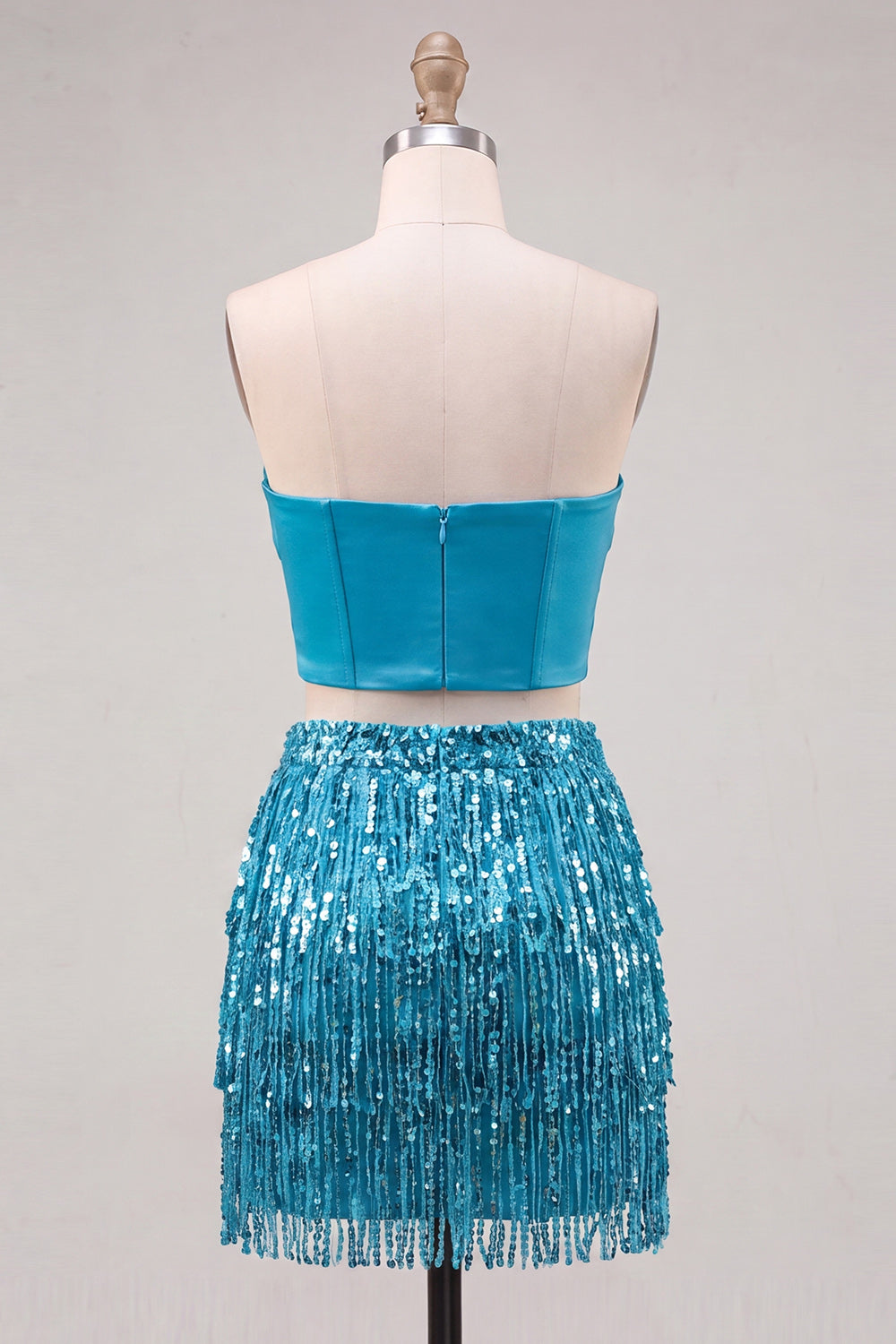 Sparkly Fuchsia Corset Sequin Short Homecoming Dress with Fringes