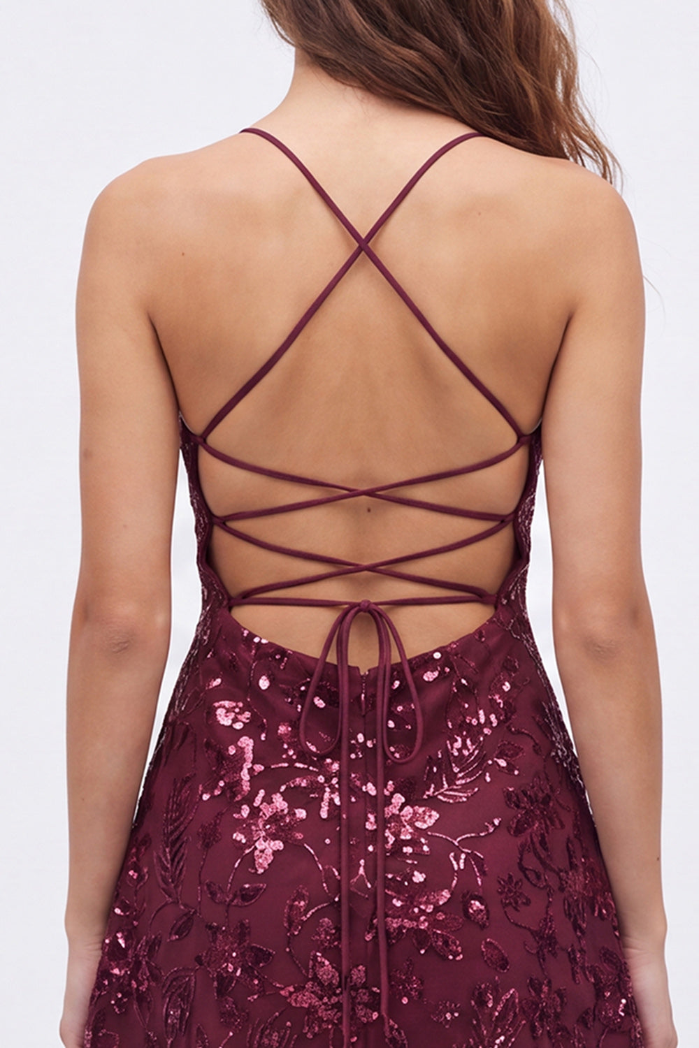 Burgundy Sparkly Floral Sequin A Line Short Birthday Dress