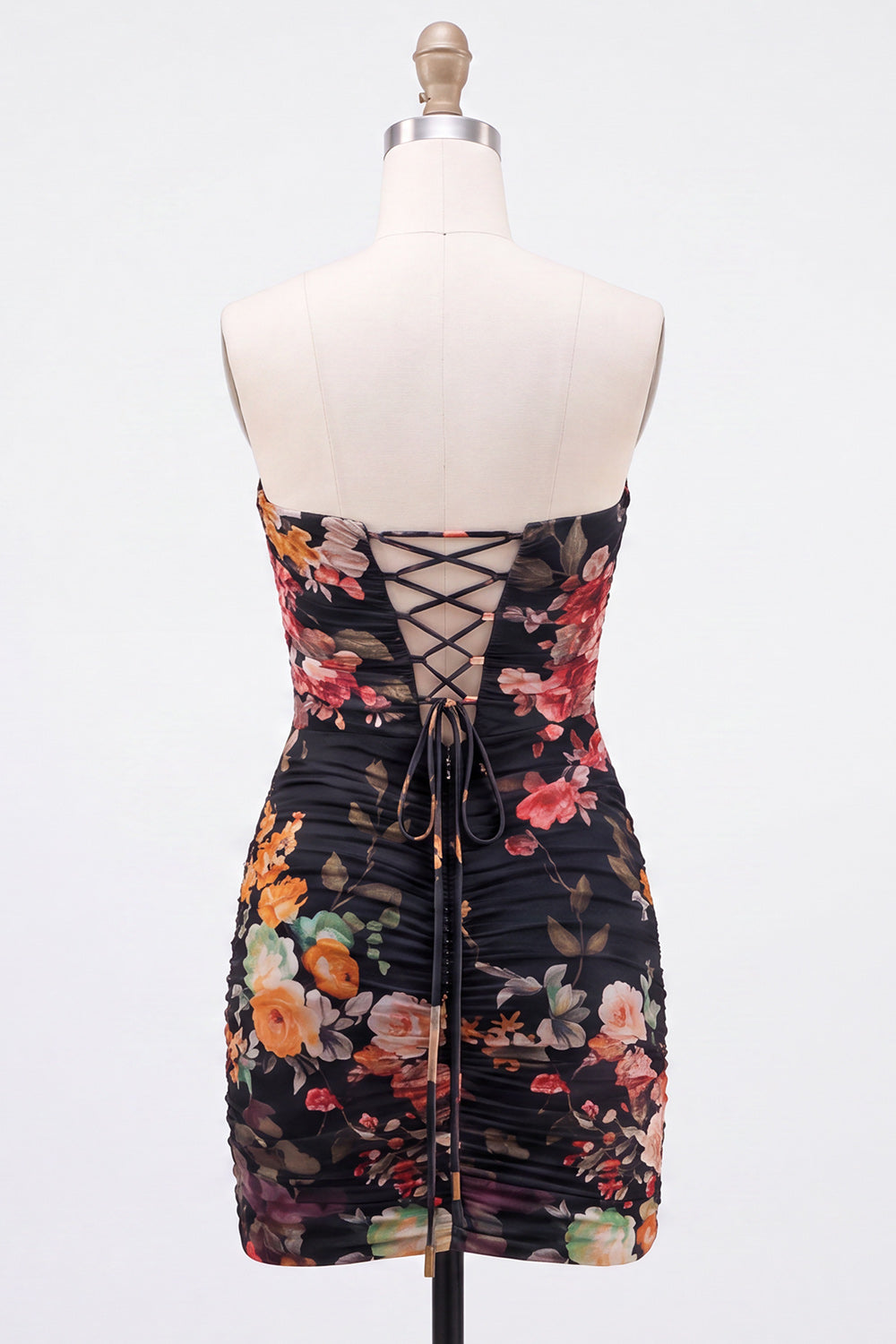 Ivory Tight Floral Sweetheart Pleated Short Birthday Dress