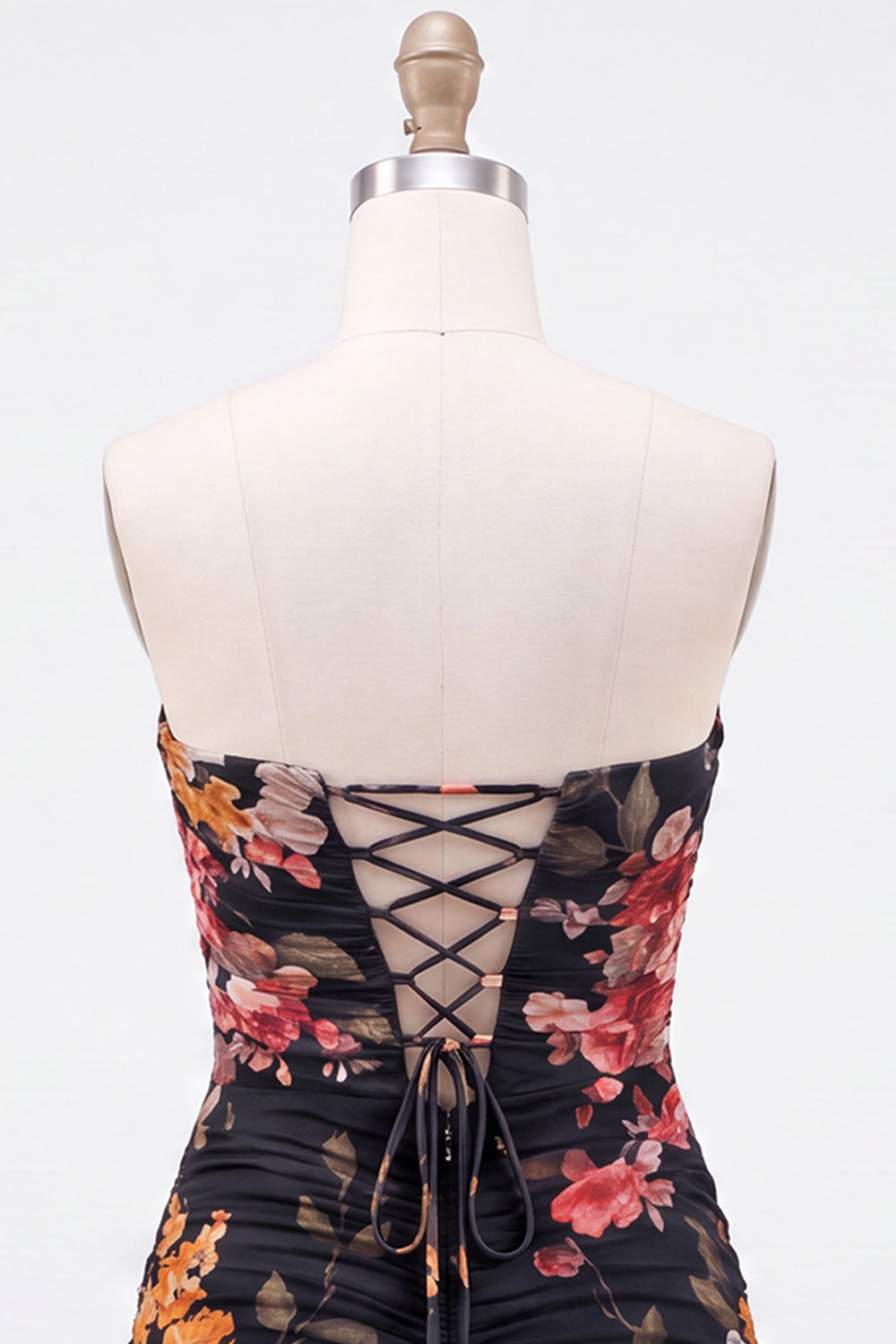 Ivory Tight Floral Sweetheart Pleated Short Birthday Dress