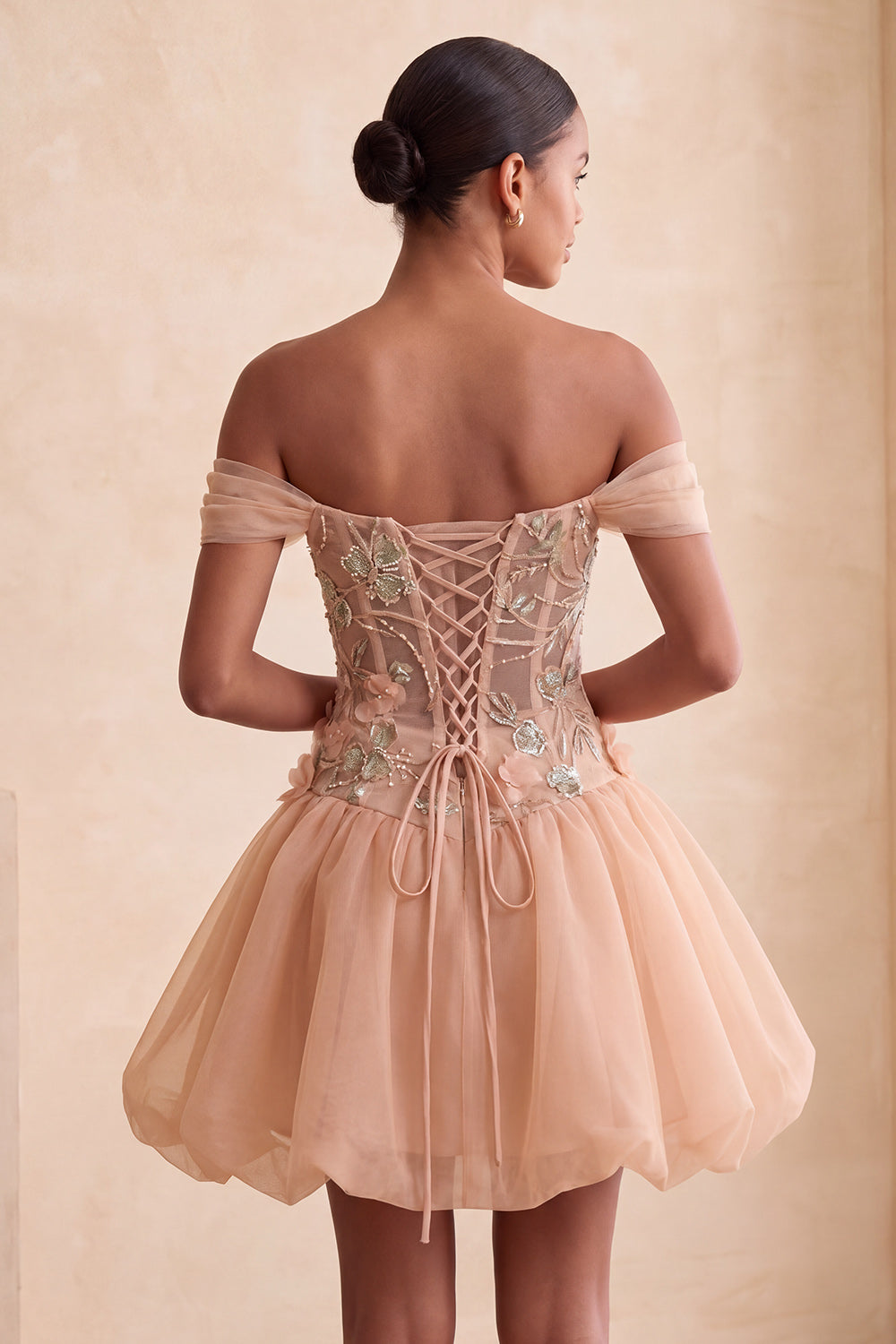 Light Pink Floral Beaded A Line Corset Short Birthday Dress