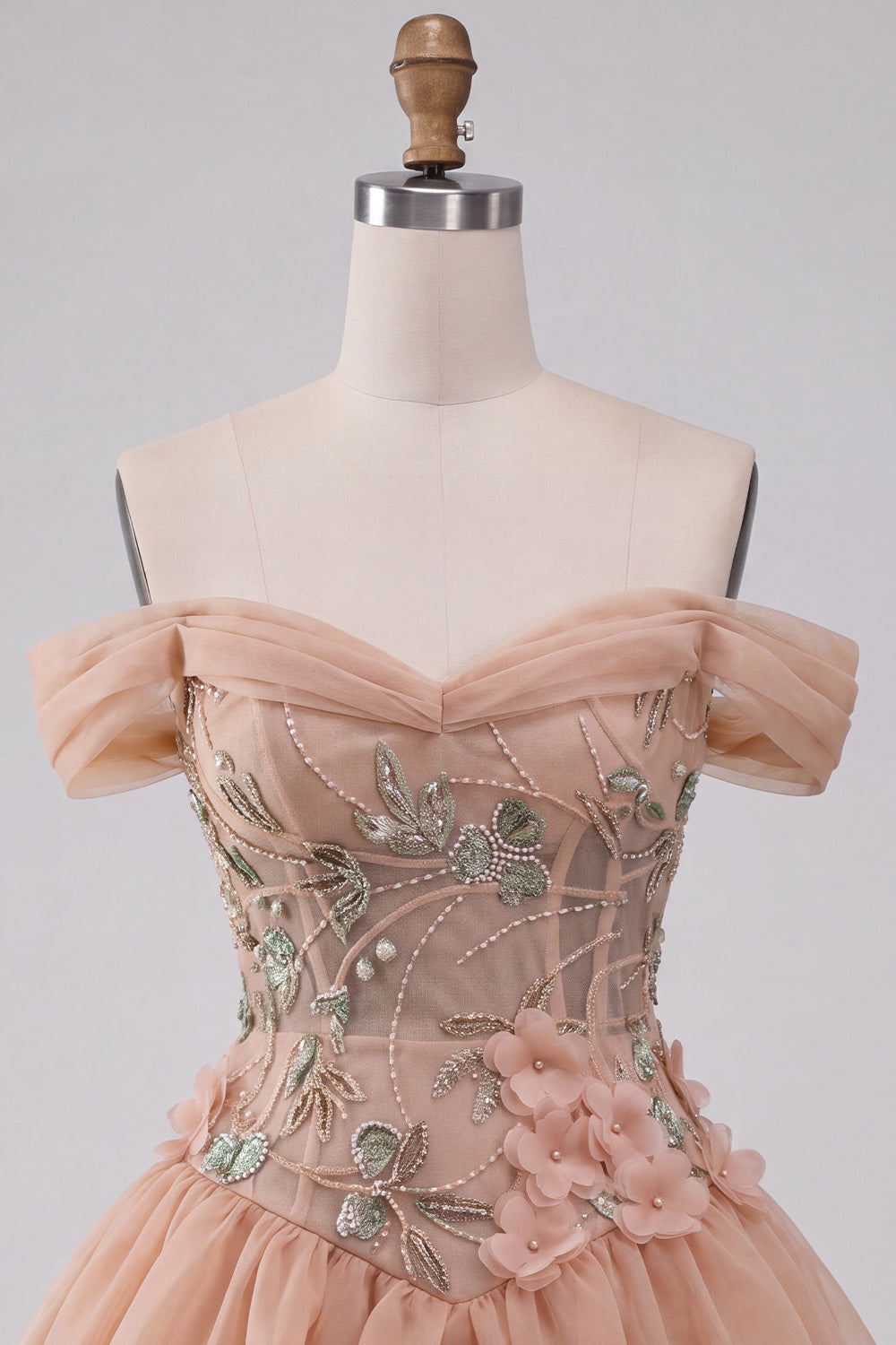 Light Pink Floral Beaded A Line Corset Short Birthday Dress