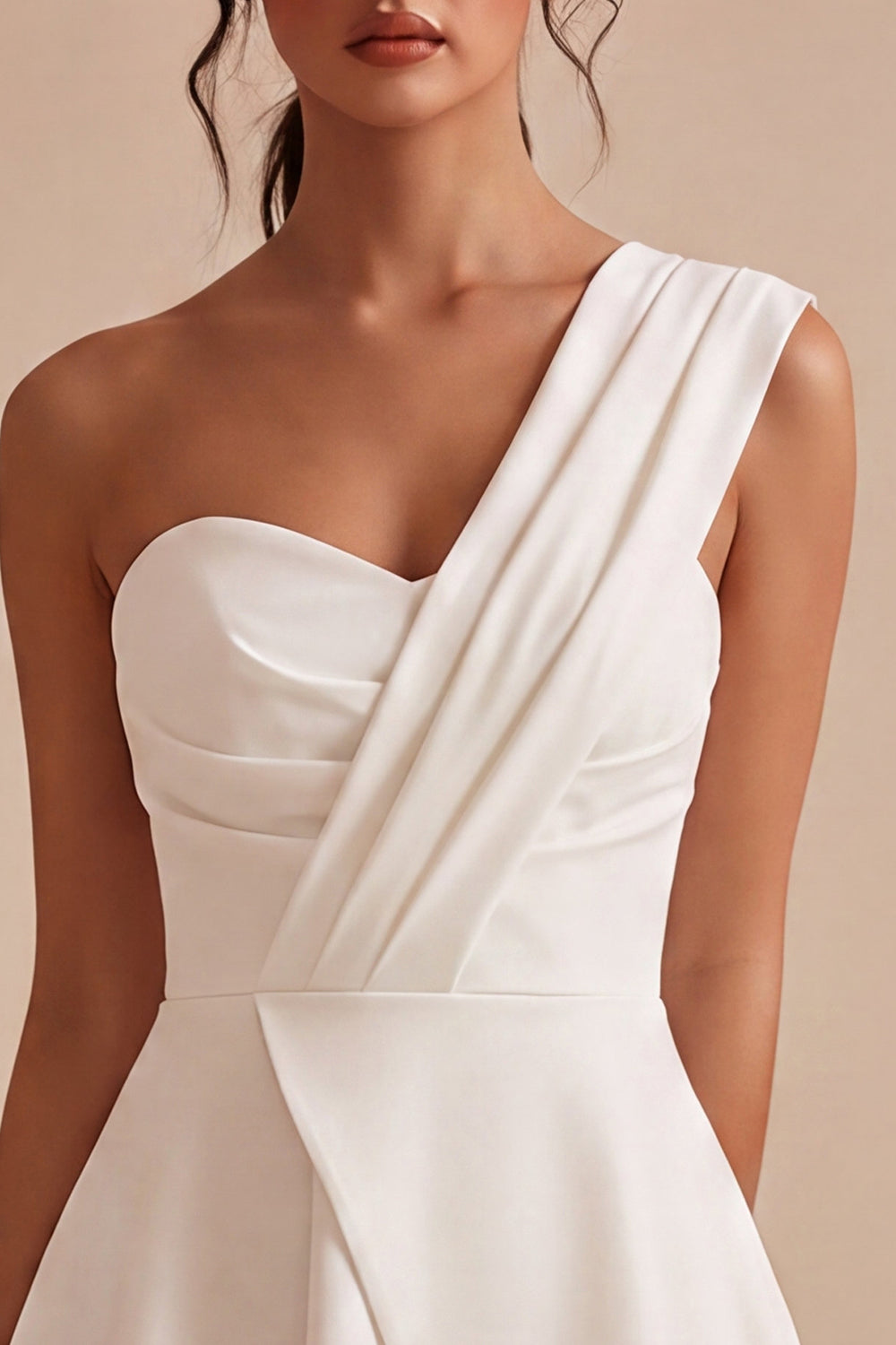 Dusty Sage One Shoulder Ruched A Line Mini Birthday Dress