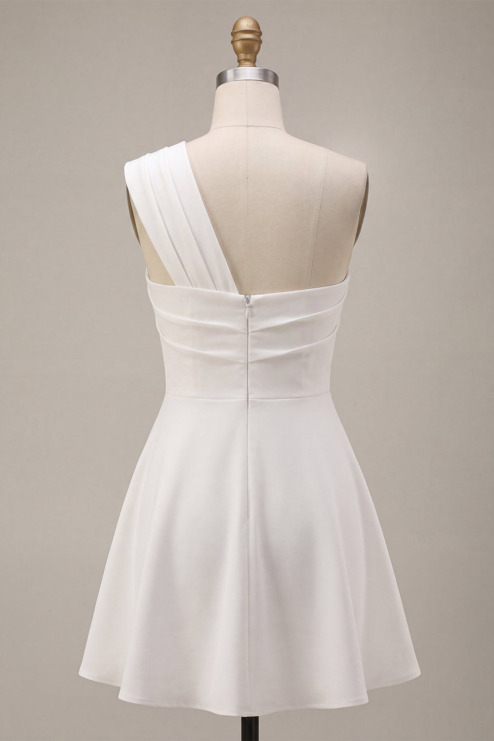 Dusty Sage One Shoulder Ruched A Line Mini Birthday Dress