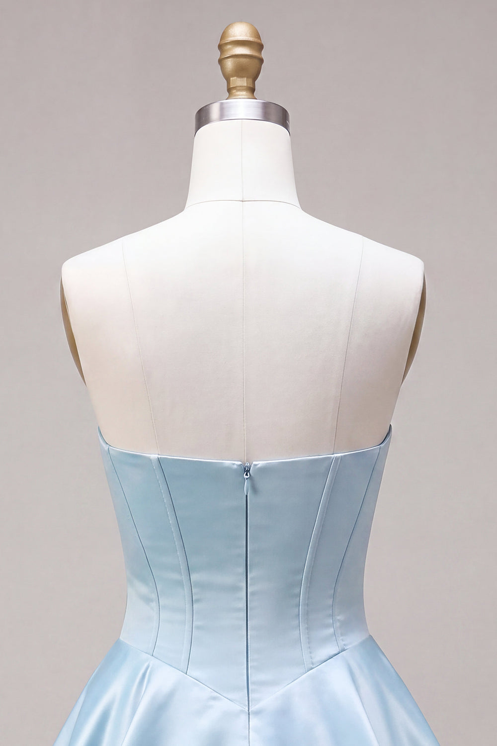 Sky Blue A Line Satin Corset Ruffled Short Birthday Dress