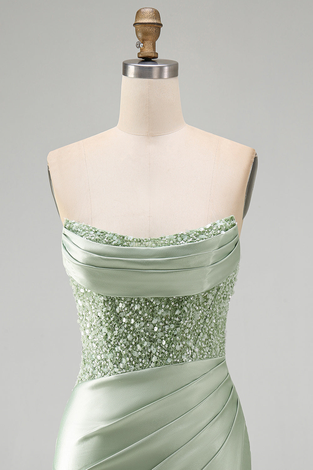 Sparkly Dusty Green Bodycon Sequins Tight Ruched Short Homecoming Dress