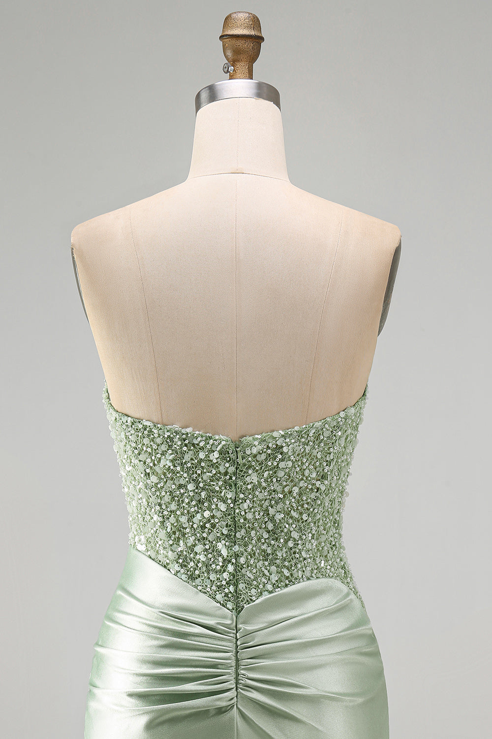 Sparkly Dusty Green Bodycon Sequins Tight Ruched Short Homecoming Dress