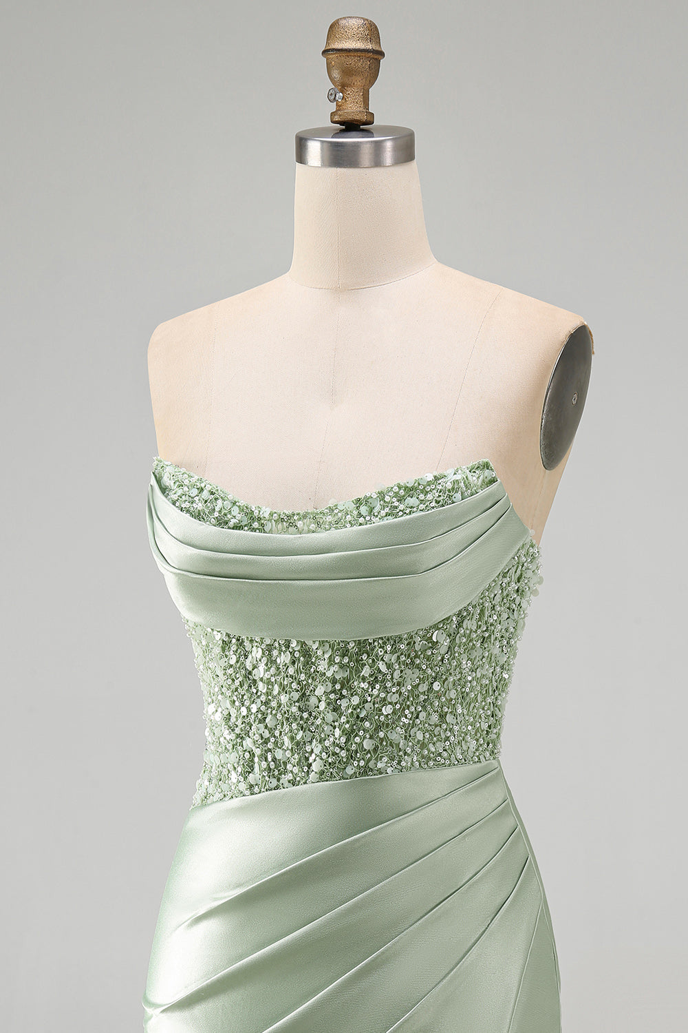 Sparkly Dusty Green Bodycon Sequins Tight Ruched Short Homecoming Dress