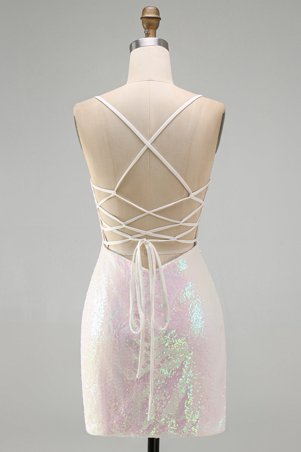 Sparkly Pink Sequins Floral Tight Scoop Neck Short Birthday Dress