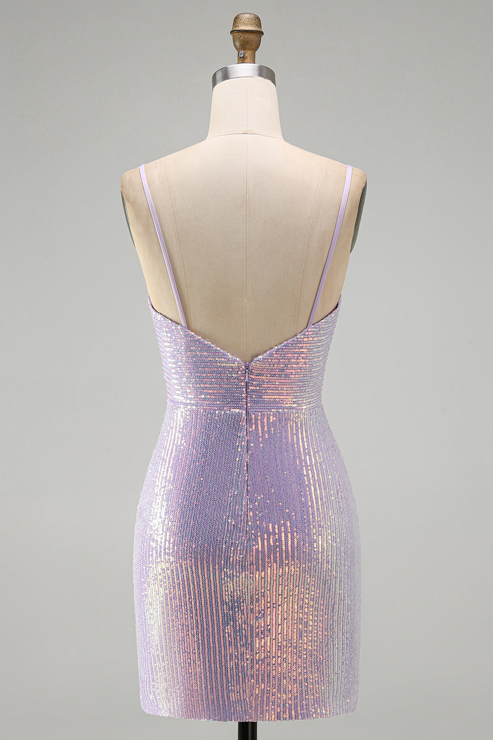 Lilac Tight Sparkly Cowl Short Sequin Birthday Dress
