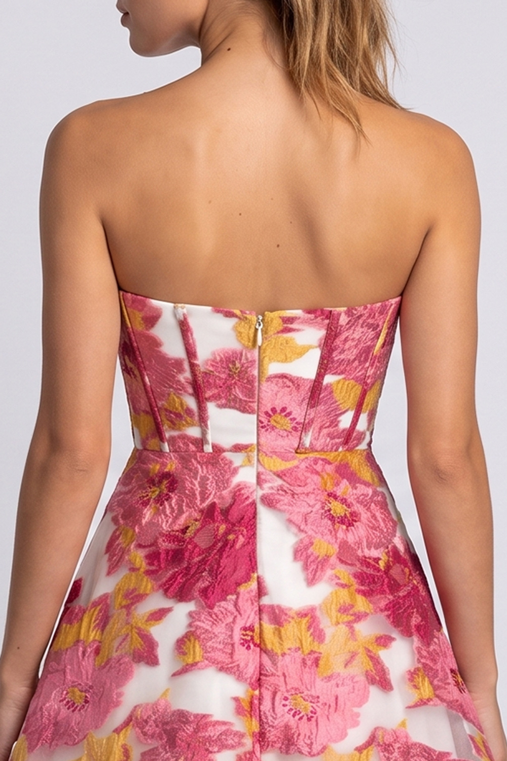 Green Floral Corset A Line Short Birthday Dress with Slit