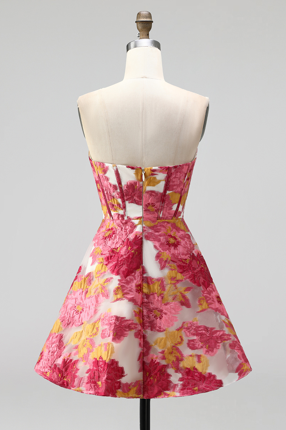 Green Floral Corset A Line Short Birthday Dress with Slit