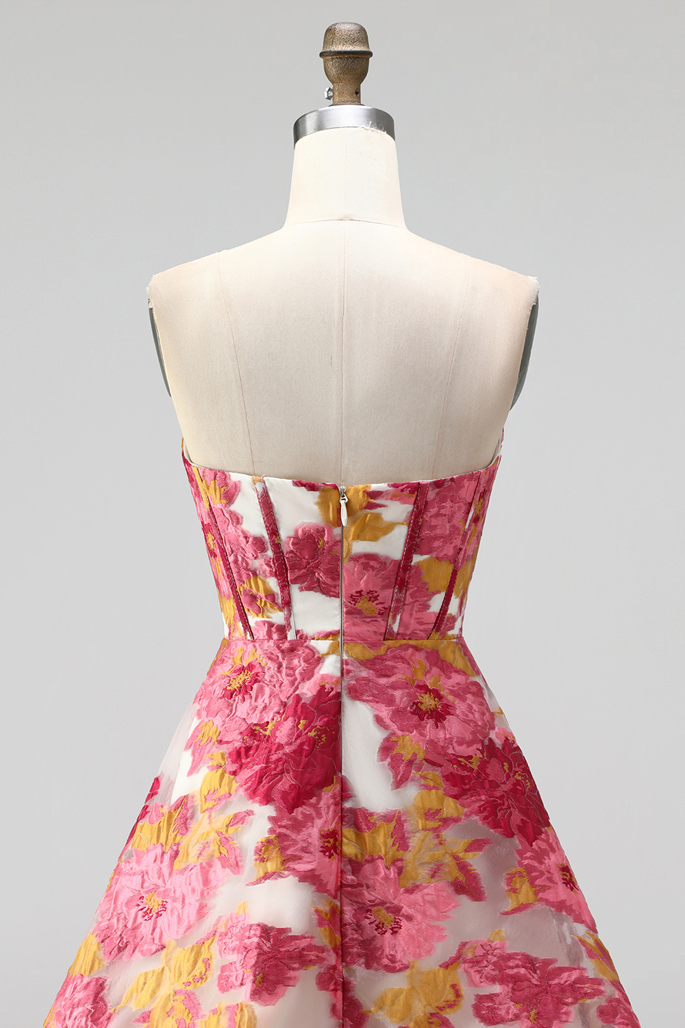Green Floral Corset A Line Short Birthday Dress with Slit