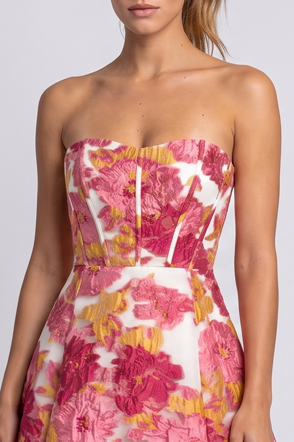 Green Floral Corset A Line Short Birthday Dress with Slit