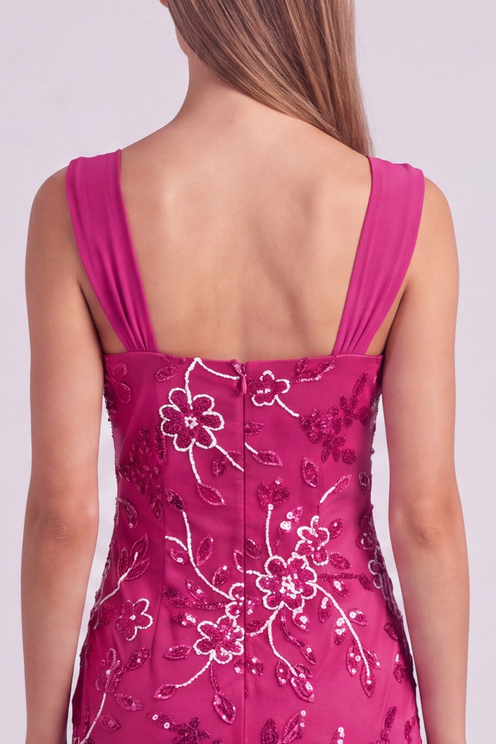 Fuchsia Floral Ruched Bodycon Short Homecoming Dress