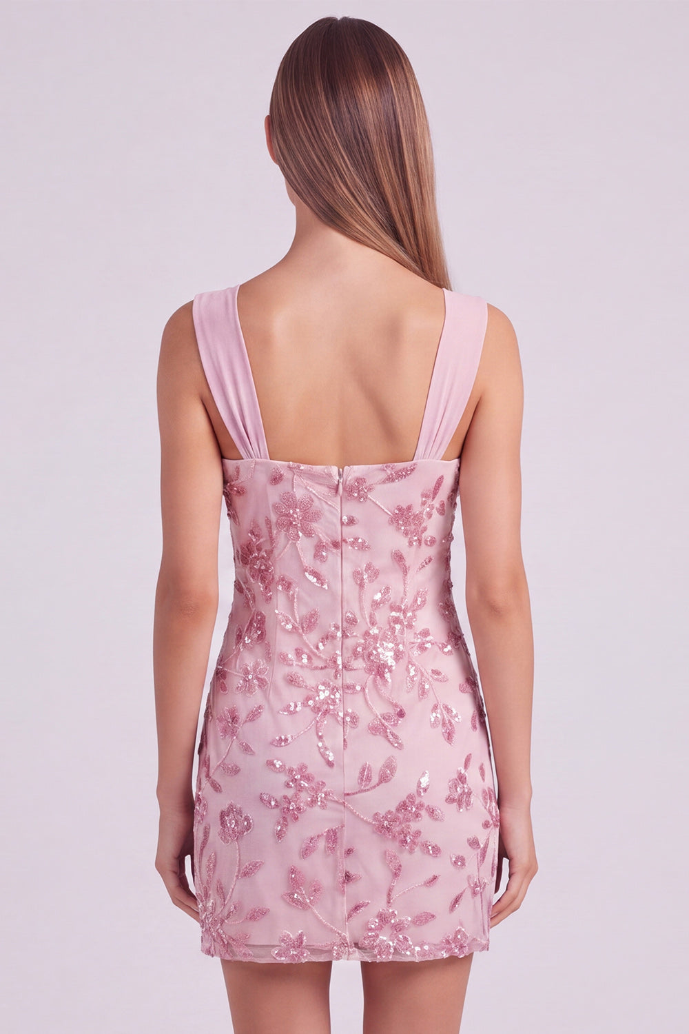 Fuchsia Floral Ruched Bodycon Short Homecoming Dress
