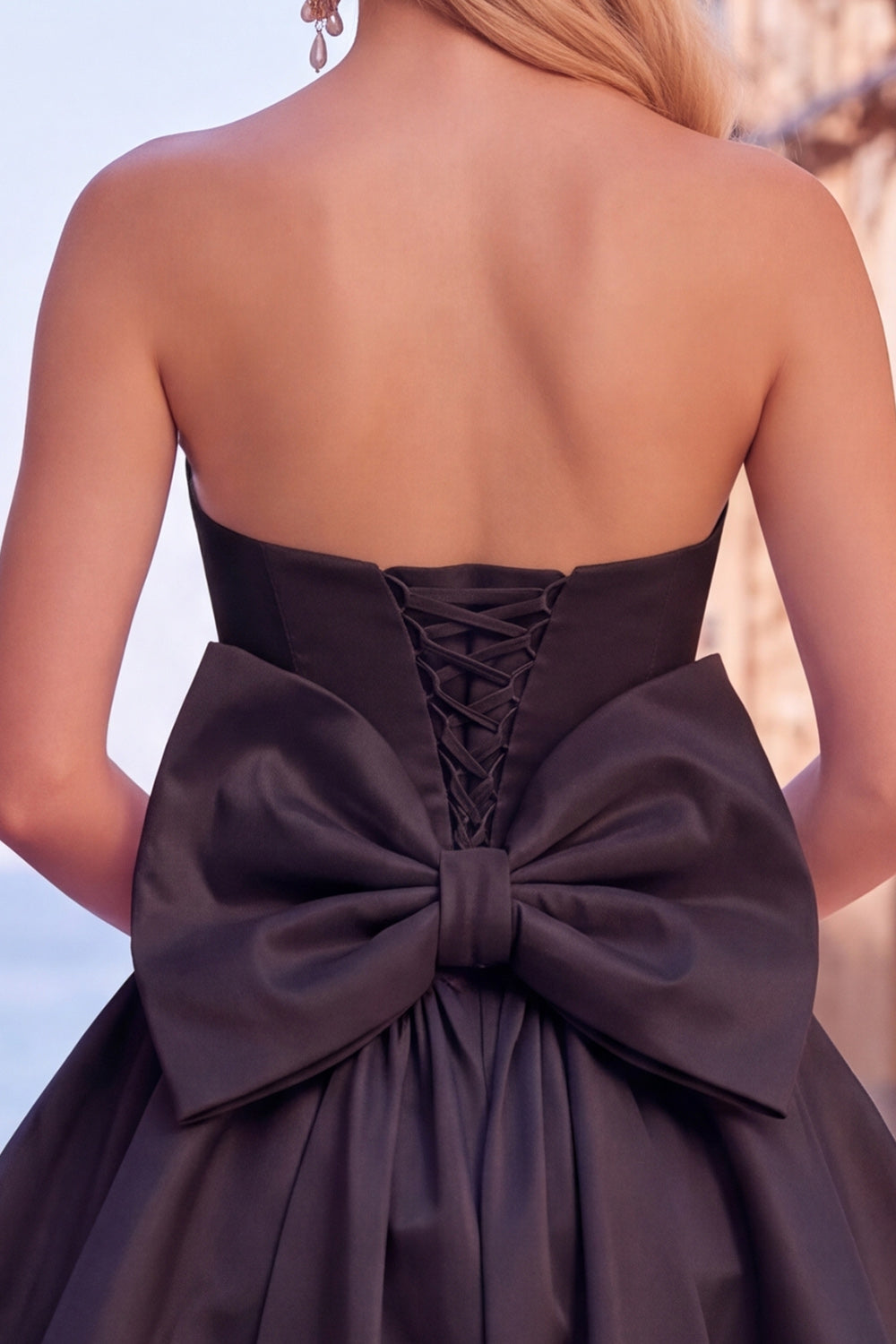 Blue Corset Strapless Bubble A Line Short Birthday Dress with Bow
