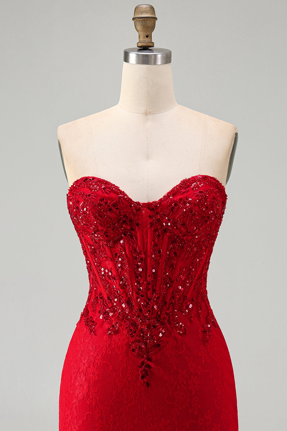 Red Corset Sequins Sweetheart Bodycon Short Homecoming Dress