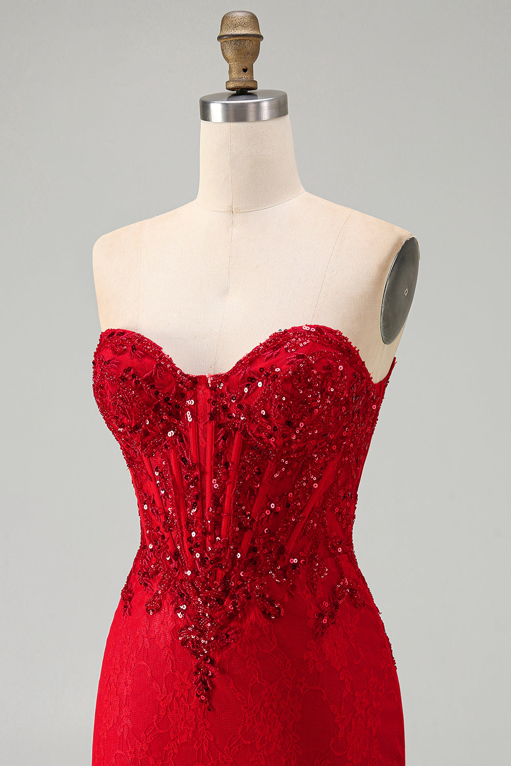 Red Corset Sequins Sweetheart Bodycon Short Homecoming Dress