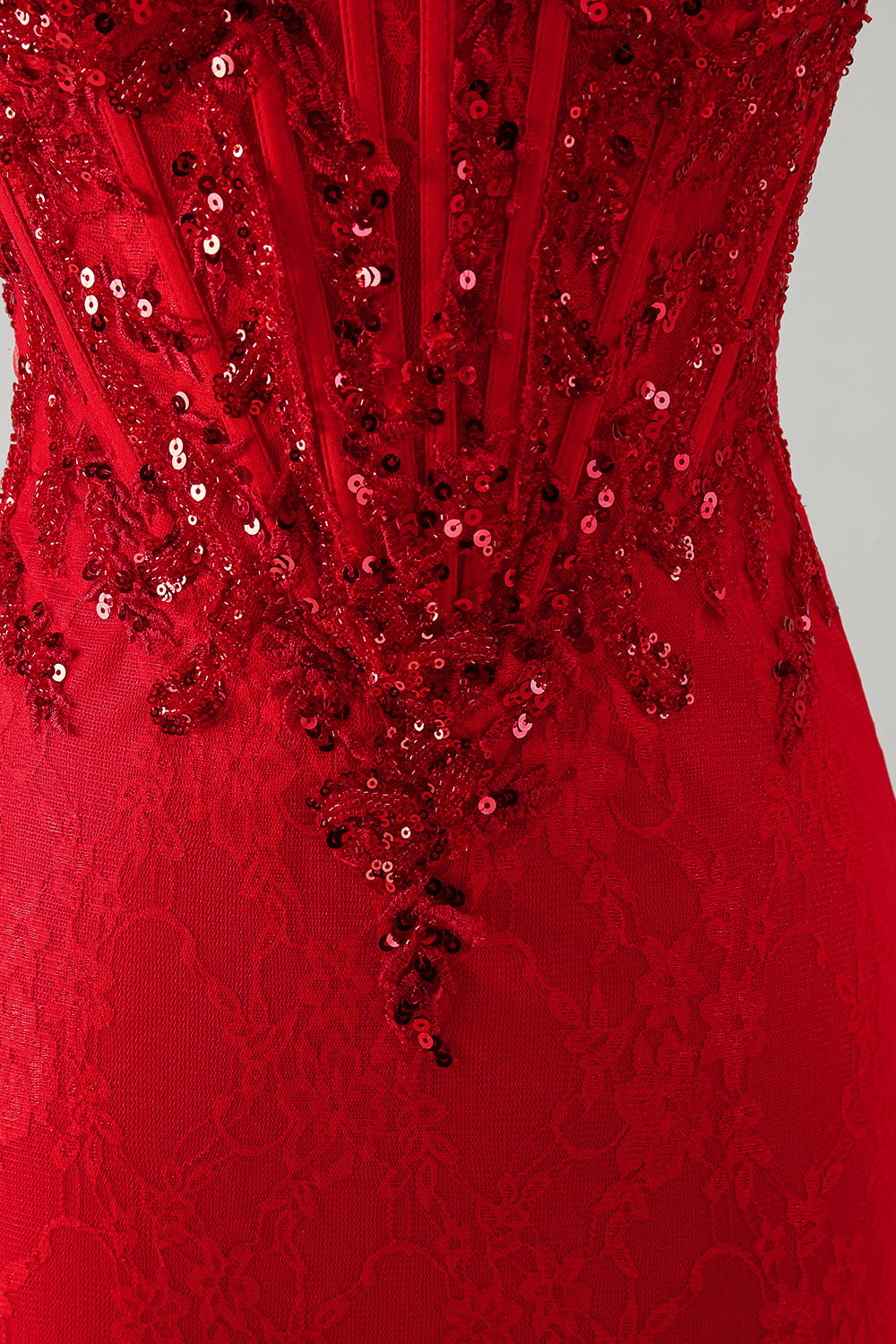 Red Corset Sequins Sweetheart Bodycon Short Homecoming Dress