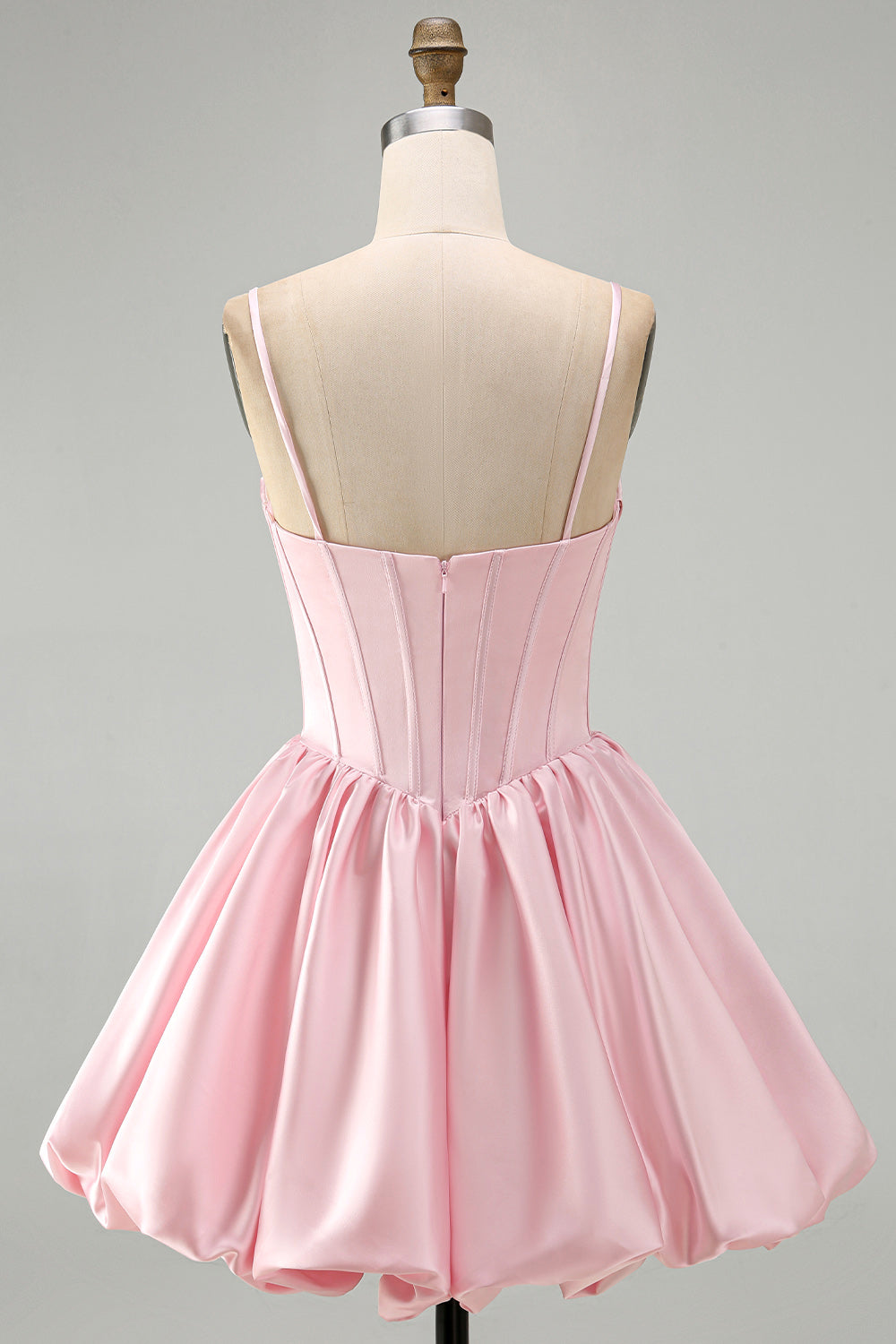 Pink A Line Short Corset Ruched Homecoming Dress with Sequins