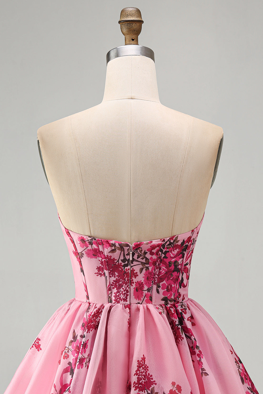 Floral Pink A Line Short Corset Homecoming Dress