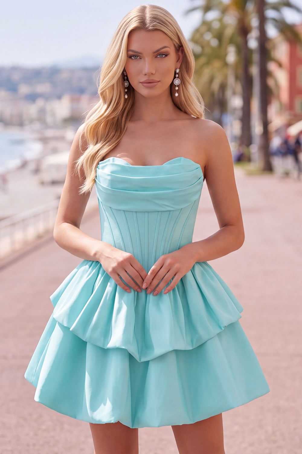Black Corset Strapless Tiered Short Ruffled Birthday Dress