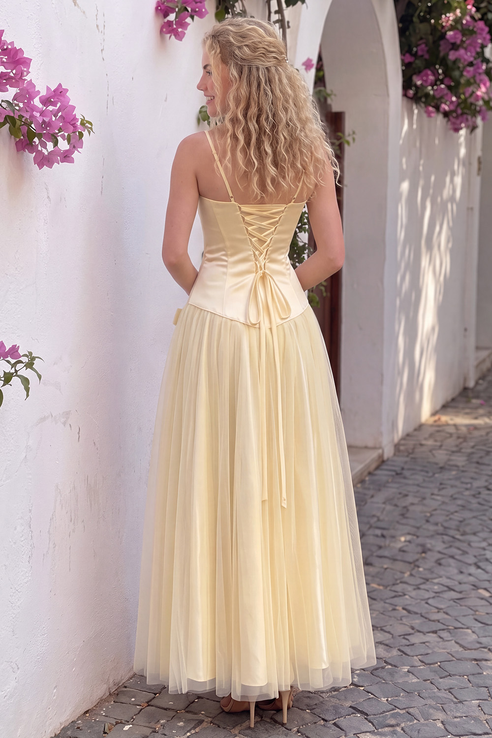 Daffodil A-Line Sweetheart Long Prom Dress with Bow