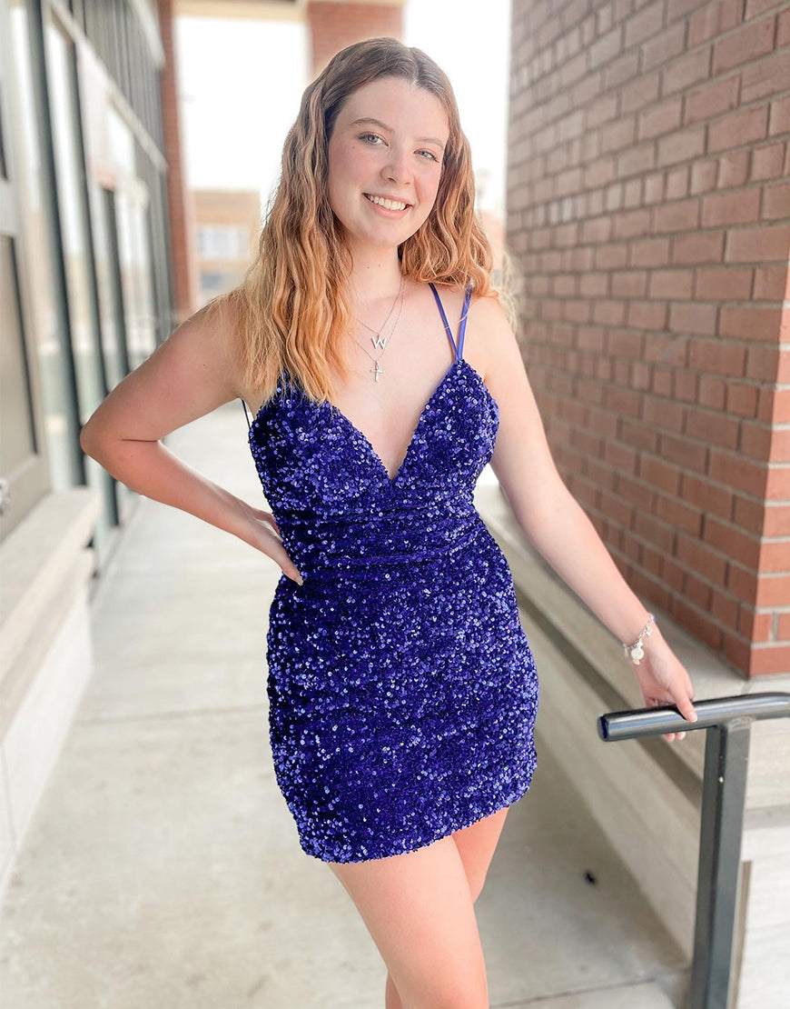 Sexy V-Neck Sweetheart Homecoming Dress With Sequins